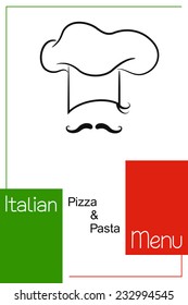 Italian restaurant menu design with Chef and national flag colors