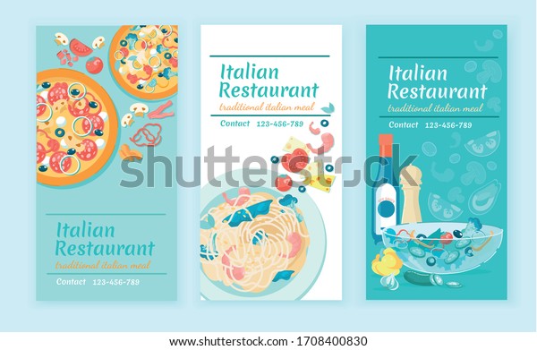 Italian Restaurant Offers Flyer Flat Templates Stock Vector Royalty Free 1708400830