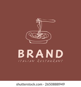 Italian restaurant pasta and pizza hand drawing line art minimalist logo design