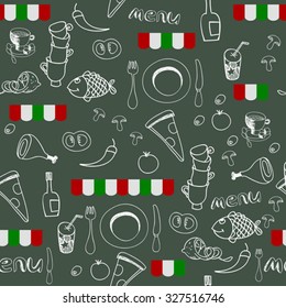 italian restaurant seamless doodle pattern