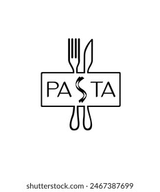 Italian restaurant symbol food vector icon. idea with fork and knife. 