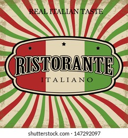 Italian Restaurant vintage grunge poster, vector illustration