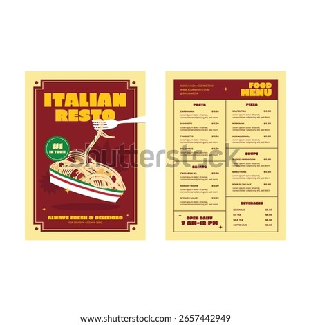 Italian resto menu flyer poster template design
