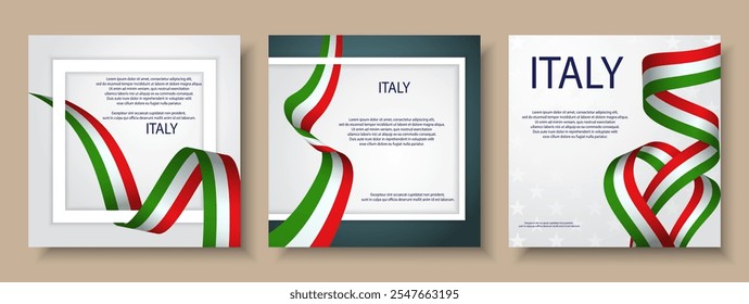 Italienische Band Flagge patriotischen Rahmen für Text gesetzt. Italien Nationalfeiertag Banner, Hintergrund, Poster, Karte, Vorlage, Layout 