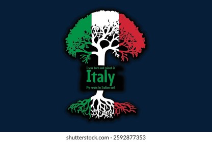 Italian roots and symbolism: a tree with the Italian flag, embodying national pride and love for nature