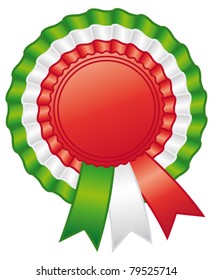 Italian rosette ribbon. Vector emblem decoration.