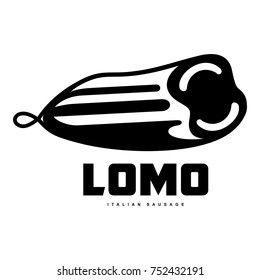 Italian sausage vector illustration. Delicatessen italian pig meat, with white, raw and country ham, salami slices, sausage and bacon. Two color illustration isolated on a white background