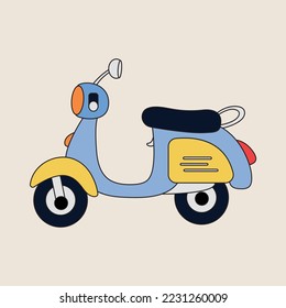 Italian scooter clipart isolated. motorbike cartoon illustration. motorbike icon vector. vintage motorcycle icon. vintage motorcycle cartoon. scooter clipart. scooter vector illustration.