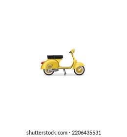 Italian Scooter Illustration Isolated On White Background. Vintage Motorcycle Illustration. Scooter Motorcycle Illustration. 