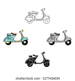 Italian scooter from Italy icon in cartoon style isolated on white background. Italy country symbol stock vector illustration.