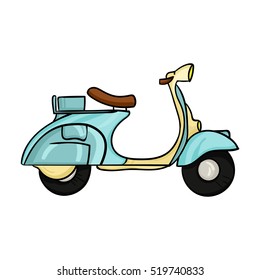 Italian scooter from Italy icon in cartoon style isolated on white background. Italy country symbol stock vector illustration.