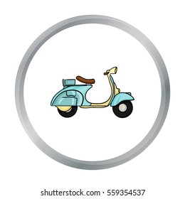 Italian scooter from Italy icon in cartoon style isolated on white background. Italy country symbol stock vector illustration.