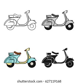 Italian scooter from Italy icon in cartoon style isolated on white background. Italy country symbol stock vector illustration.