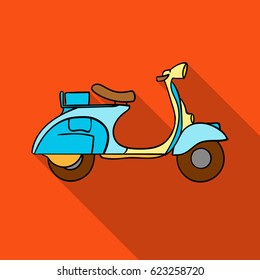 Italian scooter from Italy icon in flat style isolated on white background. Italy country symbol stock vector illustration.