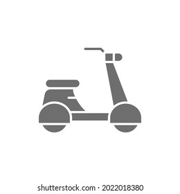 Italian scooter, traditional city transport grey icon.