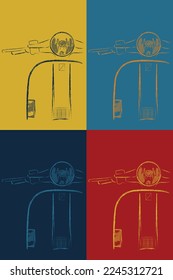 Italian scooter vector silhouette design multicolor