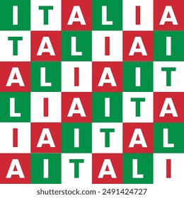 Italian seamless pattern with a green, white and red plaid background like the colors of the Italian flag