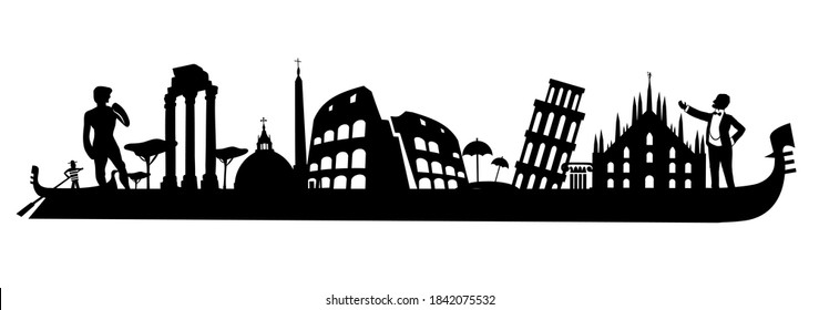 Italian silhouette Background . vector illustration