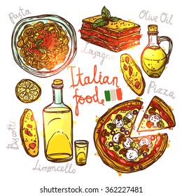 Italian Sketch Hand Drawn Food