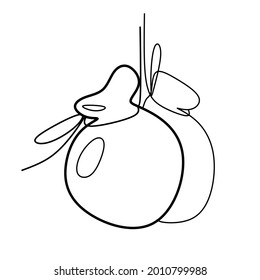 Italian smoked cheese scamorza.Outline sketch on white background for cafe, bakery, restaurant menu or logo and label. Traditional farm product.