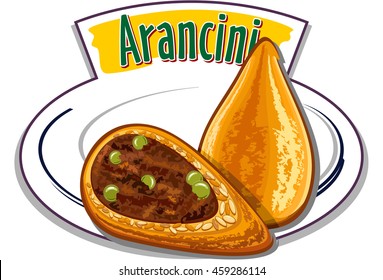 Italienischer Snack - Arancini - Vektorgrafik