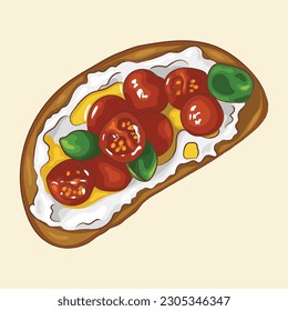 Italienischer Imbiss mit knusprigem Brot - Bruschetta mit Tomaten