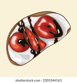 Italian snack with crispy bread - strawberry bruschetta