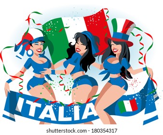 Italian soccer fans cheering