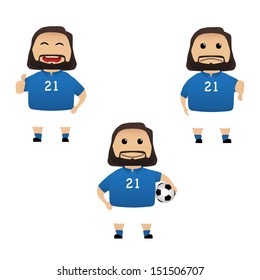 Italian soccer player actions collection on white background