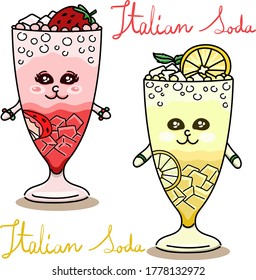 An Italian soda is a soft drink made from carbonated water and flavored syrup.