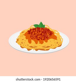 Italian spaghetti with bolognese sauce, illustration concept.