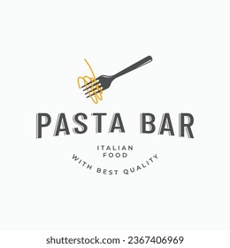 Italienisches Spaghetti Logo-Design mit Gabel und Nudeln. Logo für Restaurant, Business und kulinarisch.