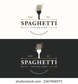 Italian spaghetti logo design with fork and pasta. Logo for restaurant, business and culinary.