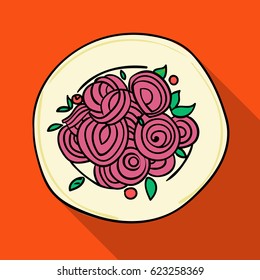 Italian spaghetti pasta icon in flat style isolated on white background. Italy country symbol stock vector illustration.