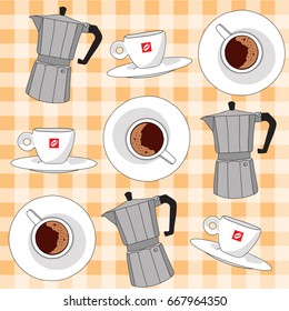 Italian style coffee espresso vector seamless pattern