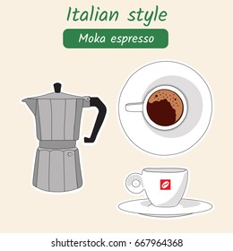 Italian style coffee espresso vector illustration