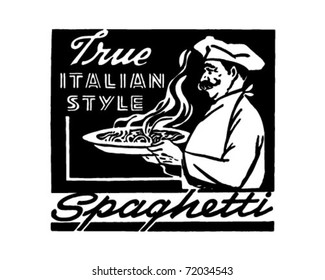 Italian Style Spaghetti - Retro Ad Art Banner