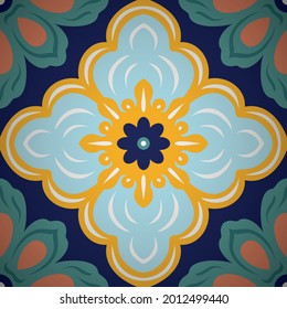 Italian style tile seamless pattern, trendy fashion design element, vector 