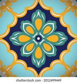 Italian style tile seamless pattern, trendy fashion design element, vector 