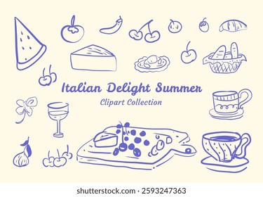 Italian Summer Clipart Collection Elegant and Stylish Aesthetic For Mediterranean Themed Designs