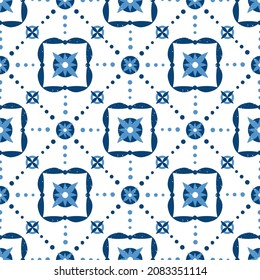 Italian tile pattern seamless vector with star ornaments. Portuguese azulejos, mexican talavera, sicily majolica, spanish motifs. Abstract ceramic texture for kitchen wall or bathroom floor.