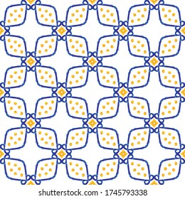 Italian traditional clay tile ornament, hand painted ornament, seamless pattern, vector