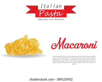 Italian traditional dry pasta macaroni advertisement background realistic vector illustration
