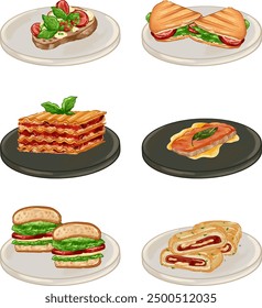 Italian Traditional Food Illustration Set