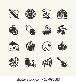 Italian traditional pizza - web icons set