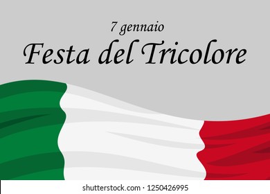 Italian Tricolour Day, 7 January  (Festa del Tricolore)  vector illustration. Suitable for greeting card, poster and banner.