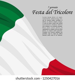 Italian Tricolour Day, 7 January (Festa del Tricolore)  vector illustration. Suitable for greeting card, poster and banner.