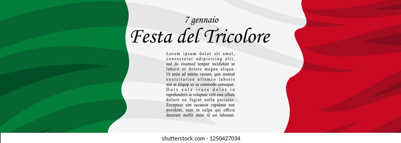 Italian Tricolour Day, 7 January (Festa del Tricolore)  vector illustration. Suitable for greeting card, poster and banner.