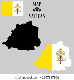 Italian Vatican outline world map silhouette vector illustration, creative design background, national country flag, objects, element, symbols from countries all continents set.