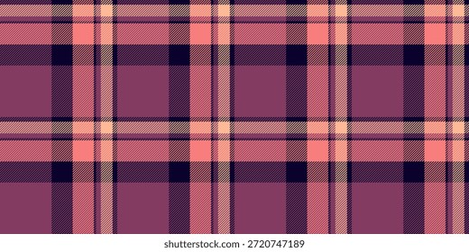 Fondo de tartán de Vector italiano, textura de sombrero textura textil sin costuras. Patrón de cuadros de tela escocesa en la paleta de colores rosa y oscuro.